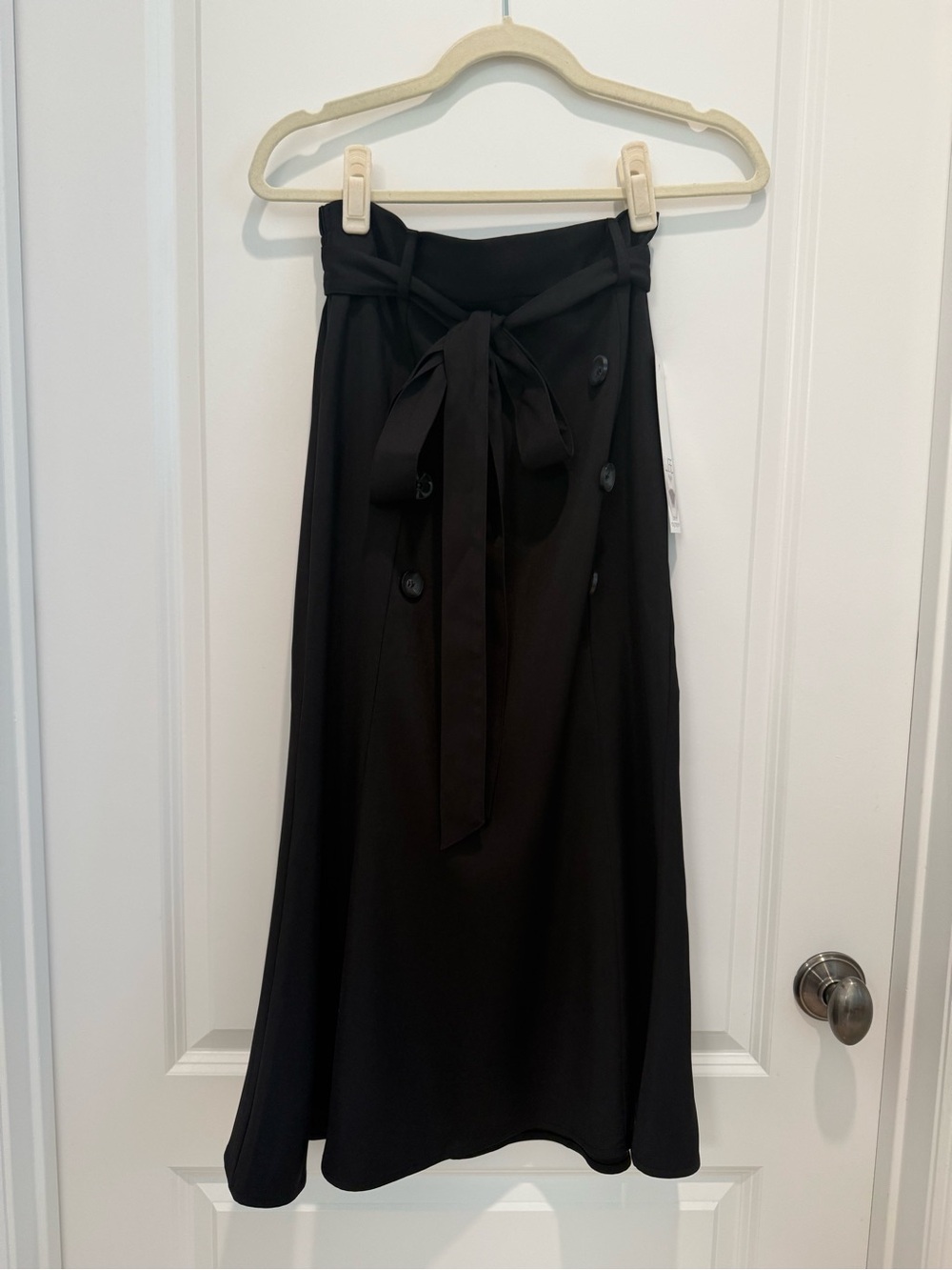High-Waist Black Tie-Front A-Line Skirt NWT